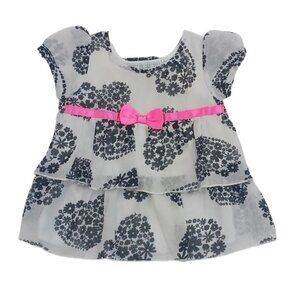 George Dress Baby Girl Short Sleeve Tiered Floral Sheer Size 3-6 Months
